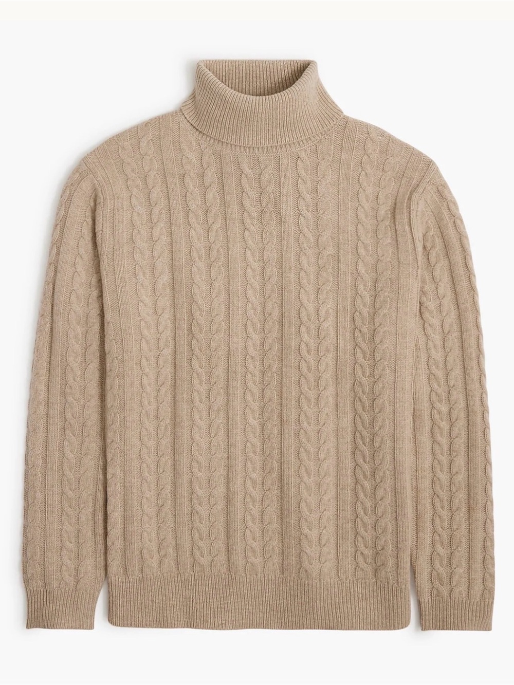 J. Crew Supersoft lambswool-blend cable-knit turtleneck sweater • size large